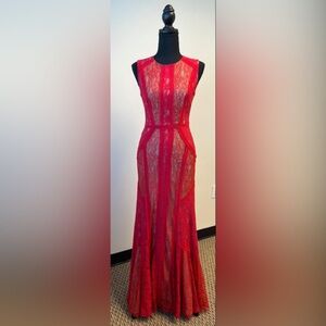 Red Formal Lace Bernadette BDBG Dress gown size 4